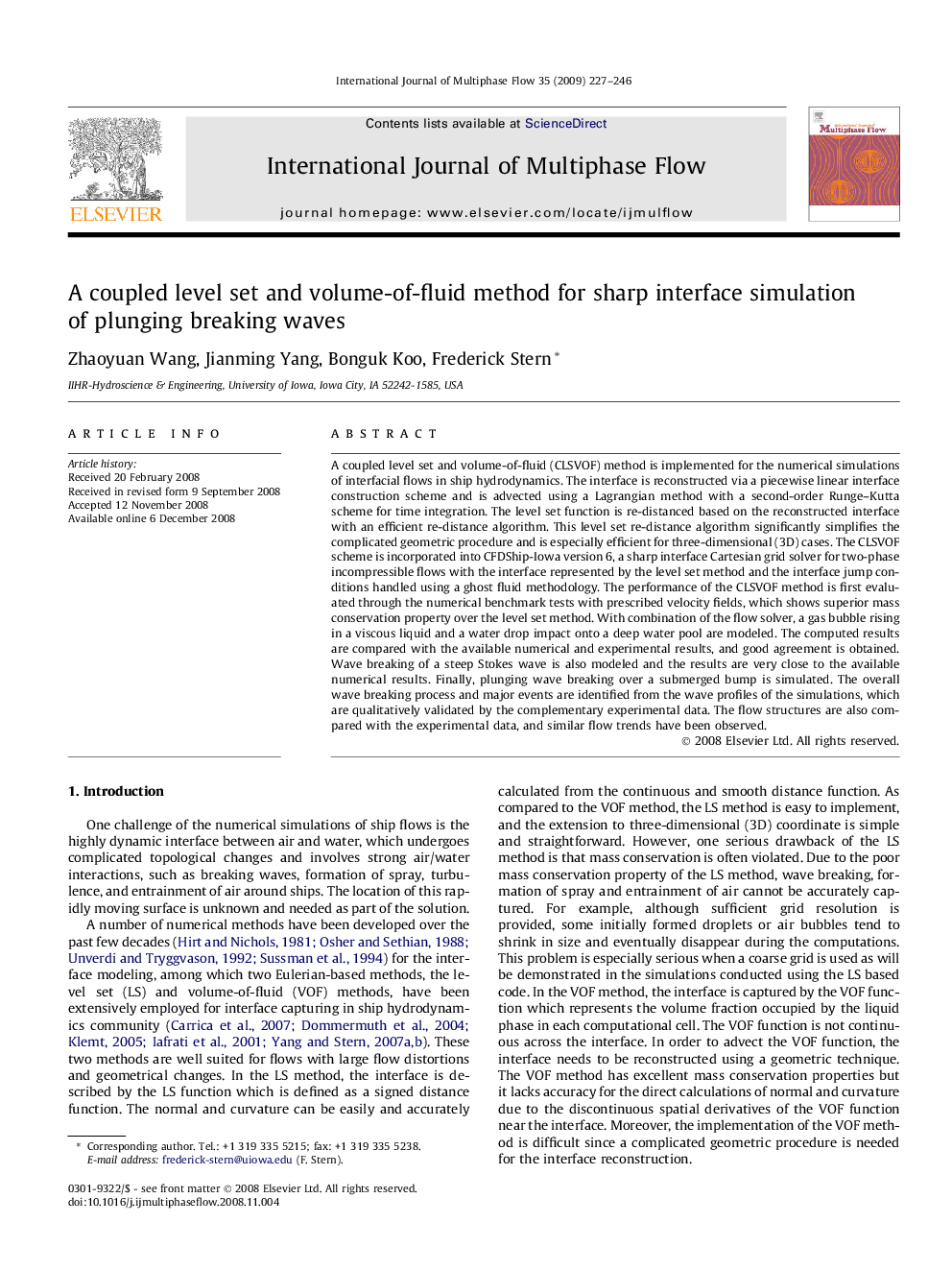 A coupled level set and volume-of-fluid method for sharp interface simulation of plunging breaking waves