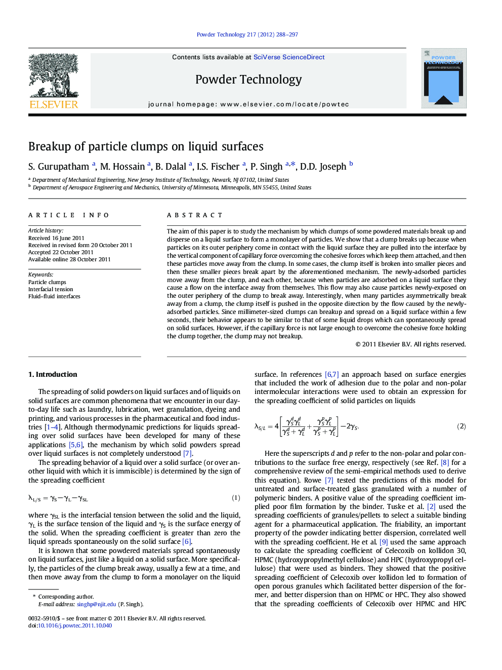 Breakup of particle clumps on liquid surfaces