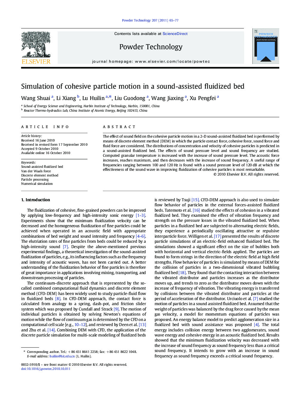 Simulation of cohesive particle motion in a sound-assisted fluidized bed