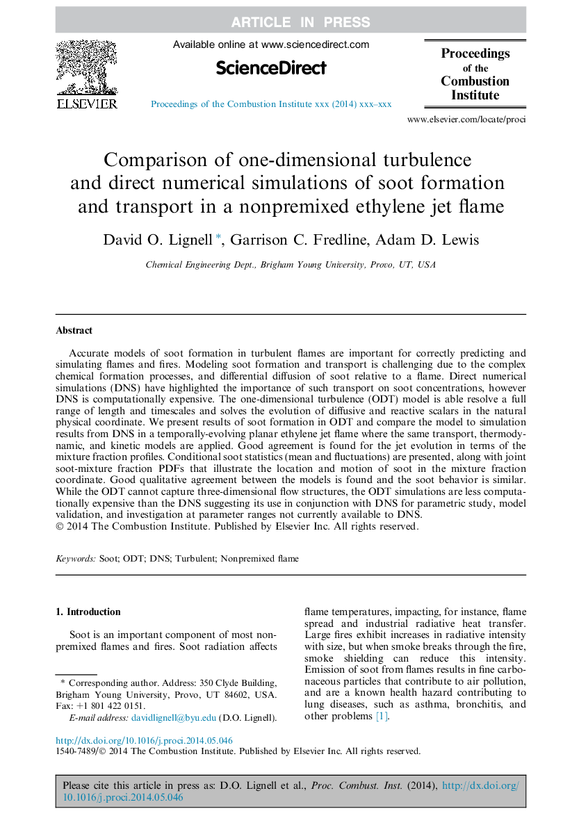 Comparison of one-dimensional turbulence and direct numerical simulations of soot formation and transport in a nonpremixed ethylene jet flame