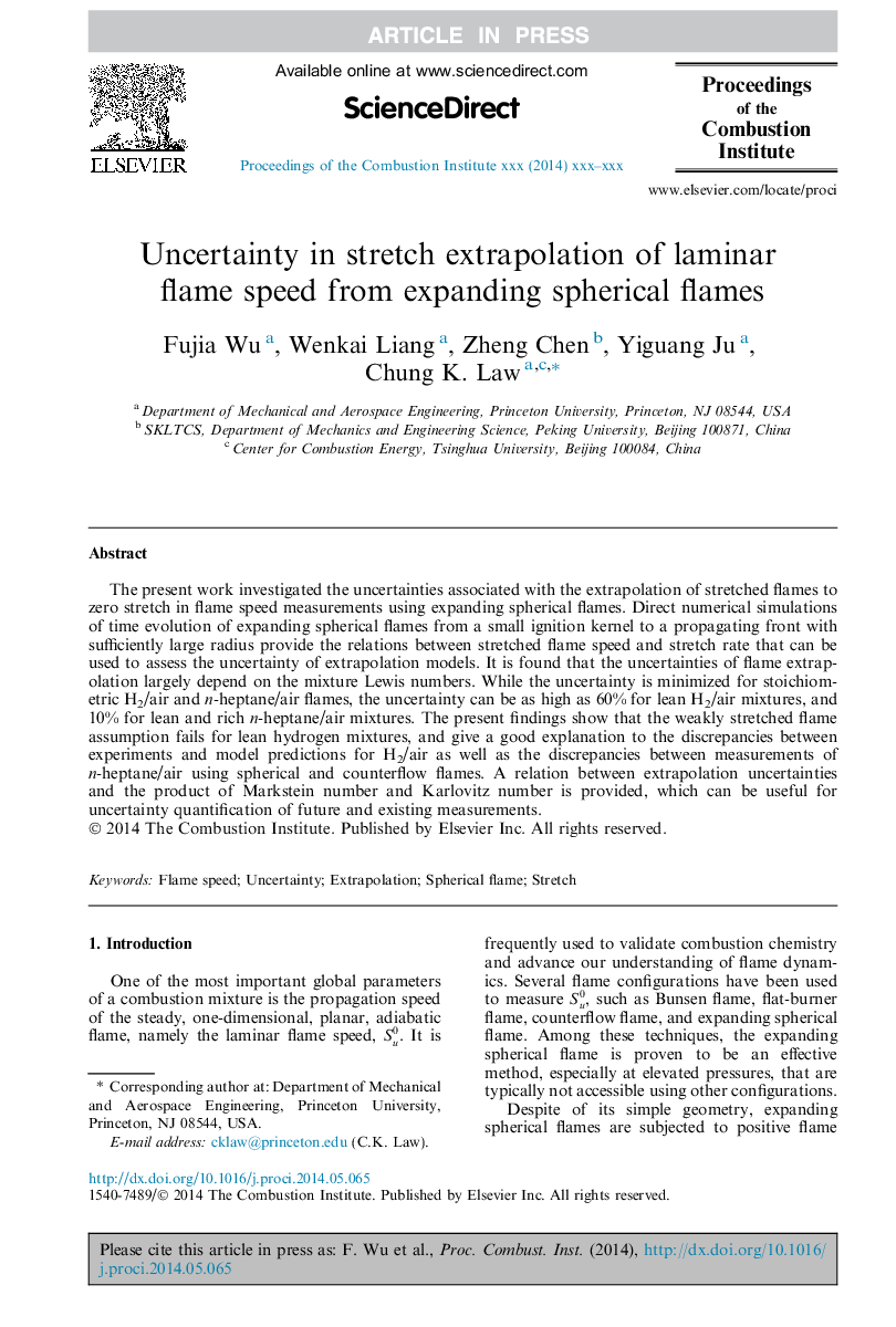 Uncertainty in stretch extrapolation of laminar flame speed from expanding spherical flames