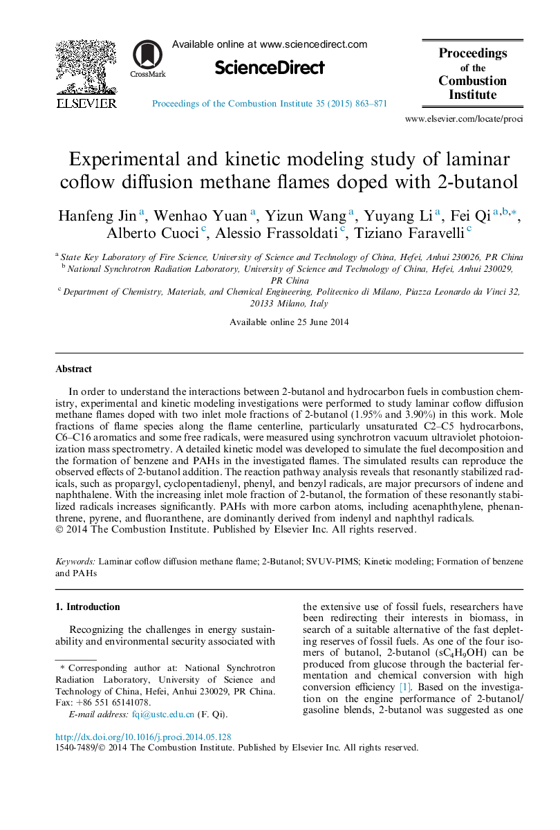 Experimental and kinetic modeling study of laminar coflow diffusion methane flames doped with 2-butanol