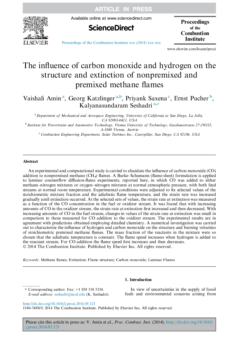 The influence of carbon monoxide and hydrogen on the structure and extinction of nonpremixed and premixed methane flames