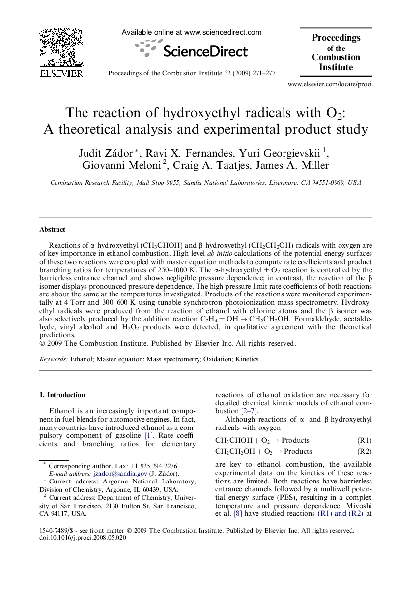 The reaction of hydroxyethyl radicals with O2: A theoretical analysis and experimental product study