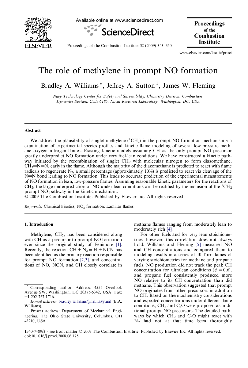 The role of methylene in prompt NO formation