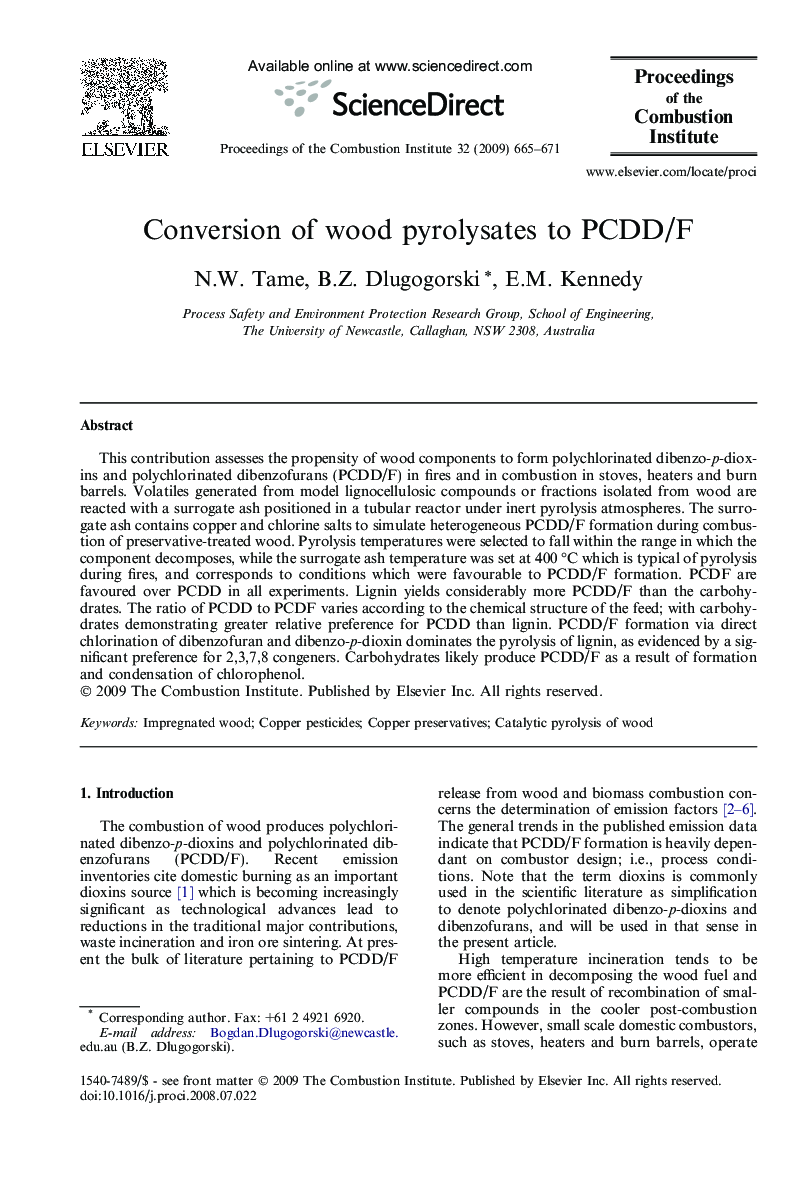 Conversion of wood pyrolysates to PCDD/F