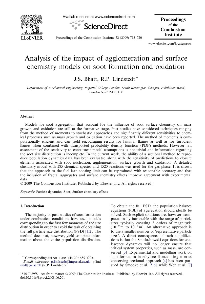 Analysis of the impact of agglomeration and surface chemistry models on soot formation and oxidation