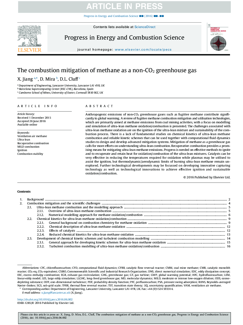 The combustion mitigation of methane as a non-CO2 greenhouse gas