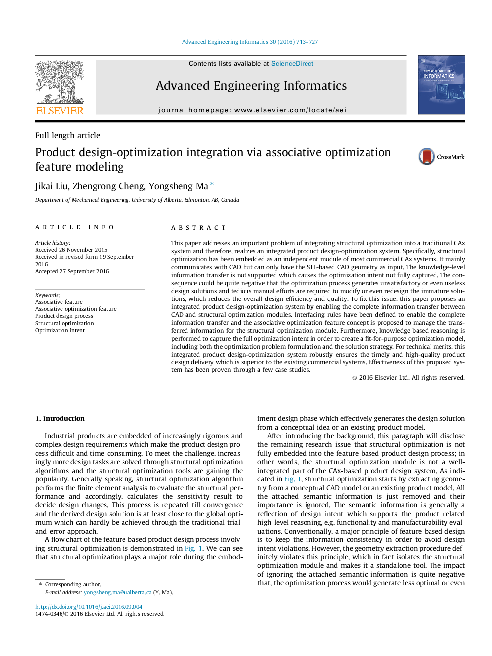 Product design-optimization integration via associative optimization feature modeling