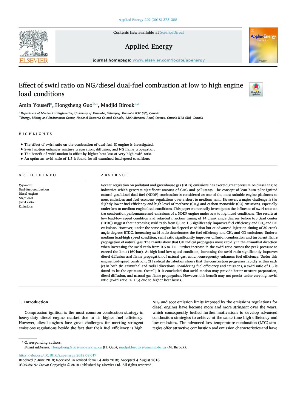 Effect of swirl ratio on NG/diesel dual-fuel combustion at low to high engine load conditions