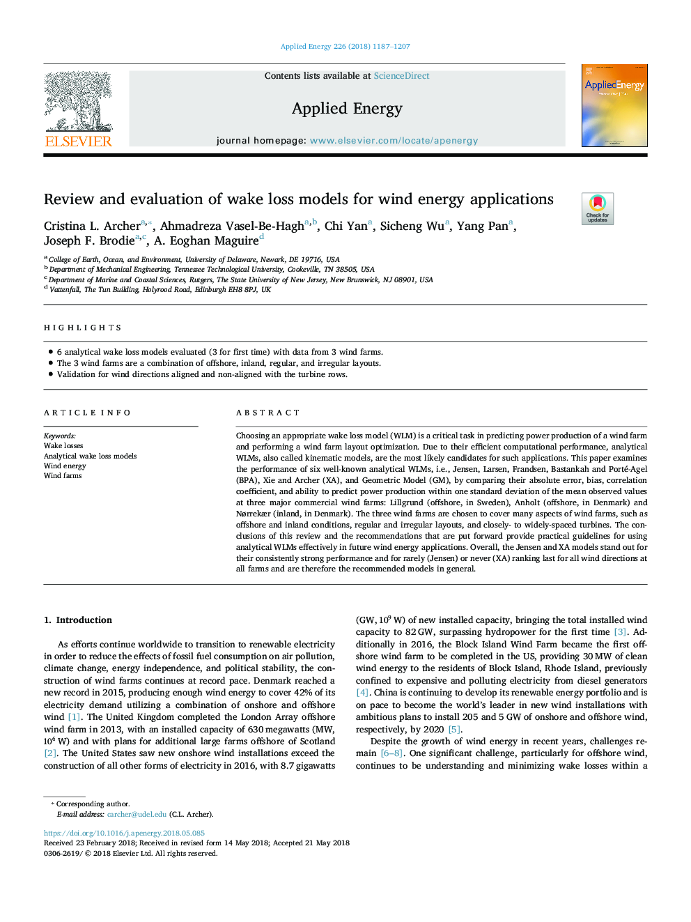 بررسی و ارزیابی مدل های تلفات خورشیدی برای کاربردهای انرژی باد 
