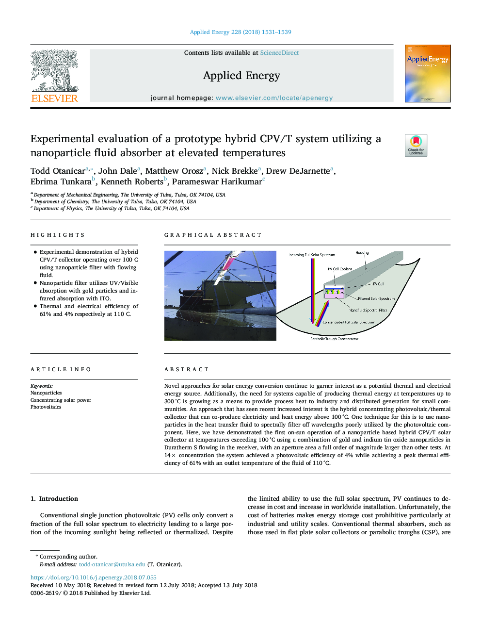 Experimental evaluation of a prototype hybrid CPV/T system utilizing a nanoparticle fluid absorber at elevated temperatures