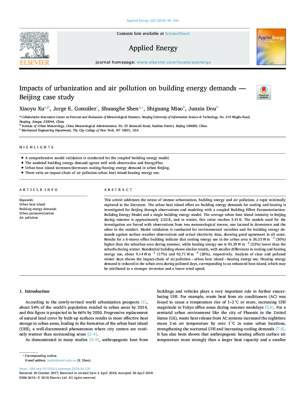 اثرات شهرنشینی و آلودگی هوا بر نیازهای انرژی - مطالعه موردی پکن 