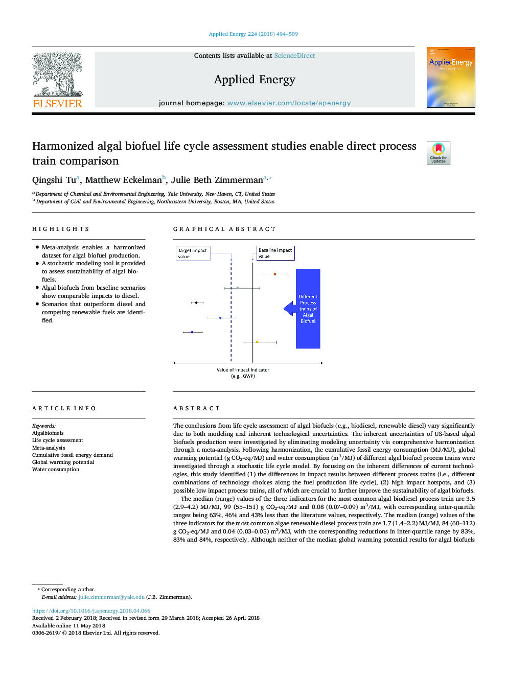 Harmonized algal biofuel life cycle assessment studies enable direct process train comparison