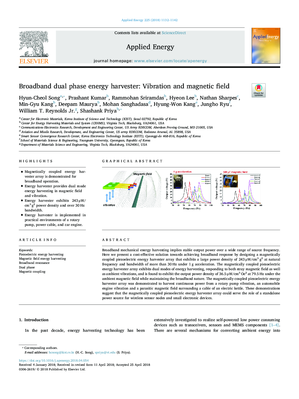 Broadband dual phase energy harvester: Vibration and magnetic field