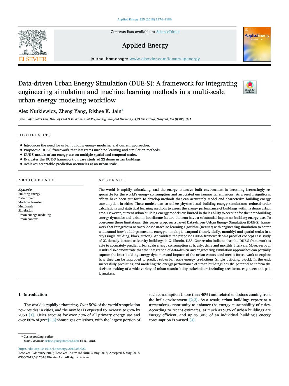 عکس صفحه اول مقاله: Data-driven Urban Energy Simulation (DUE-S): A framework for integrating engineering simulation and machine learning methods in a multi-scale urban energy modeling workflow Data-driven Urban Energy Simulation (DUE-S): A framework for integrating engineering simulation and machine learning methods in a multi-scale urban energy modeling workflow