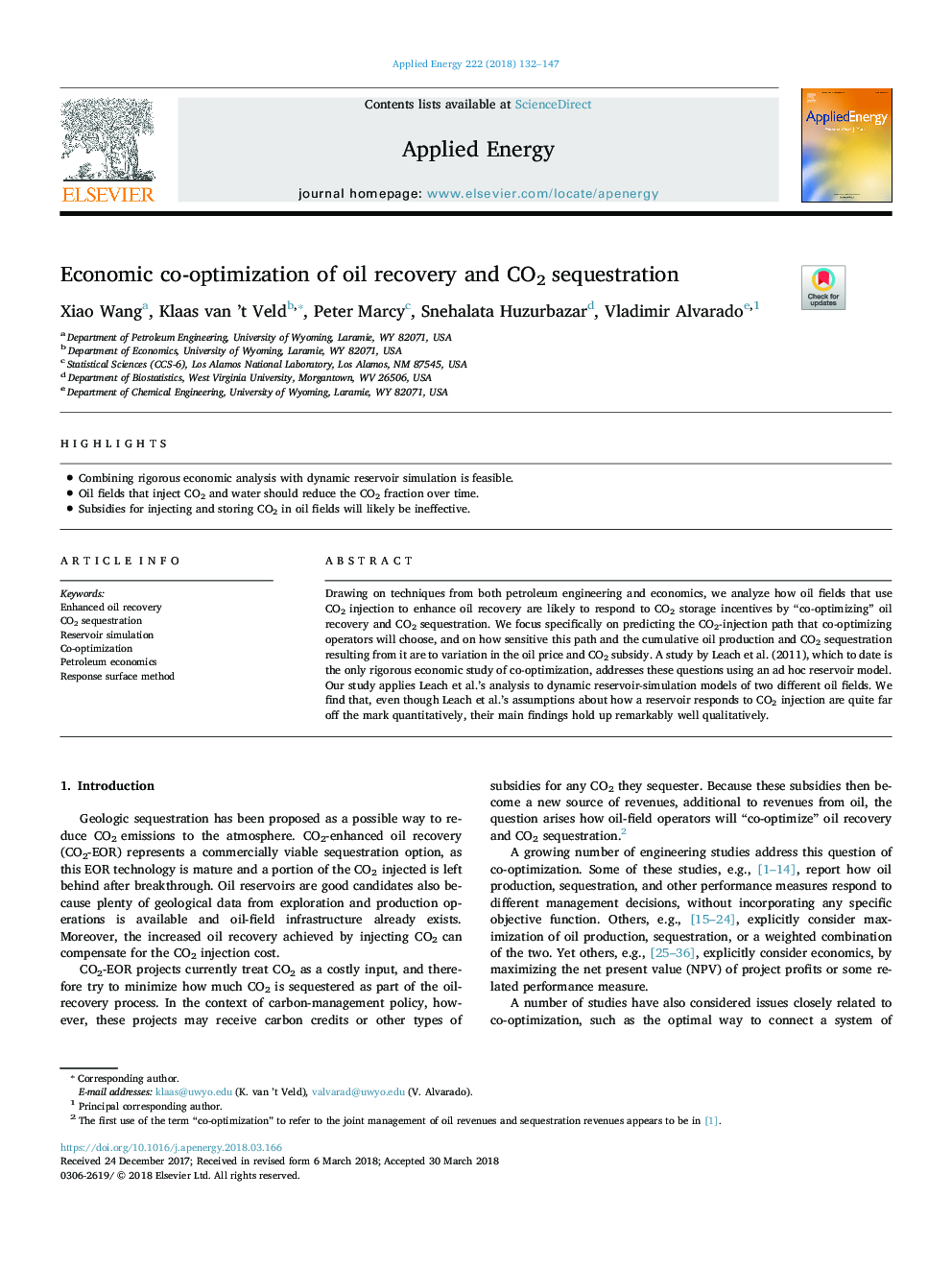 Economic co-optimization of oil recovery and CO2 sequestration