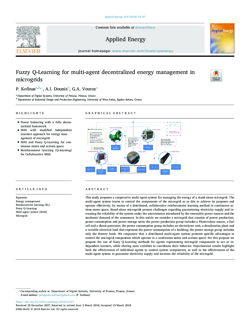 Fuzzy Q-Learning for multi-agent decentralized energy management in microgrids