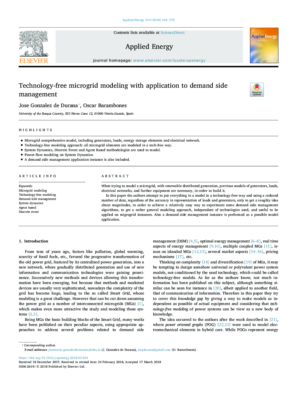 Technology-free microgrid modeling with application to demand side management