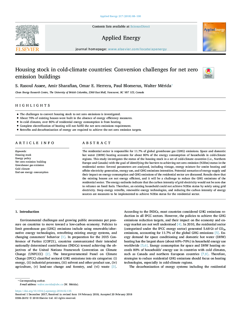 Housing stock in cold-climate countries: Conversion challenges for net zero emission buildings