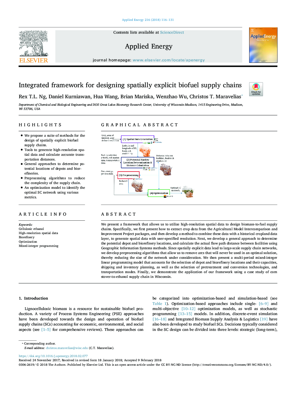 Integrated framework for designing spatially explicit biofuel supply chains