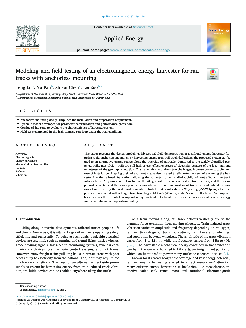 Modeling and field testing of an electromagnetic energy harvester for rail tracks with anchorless mounting