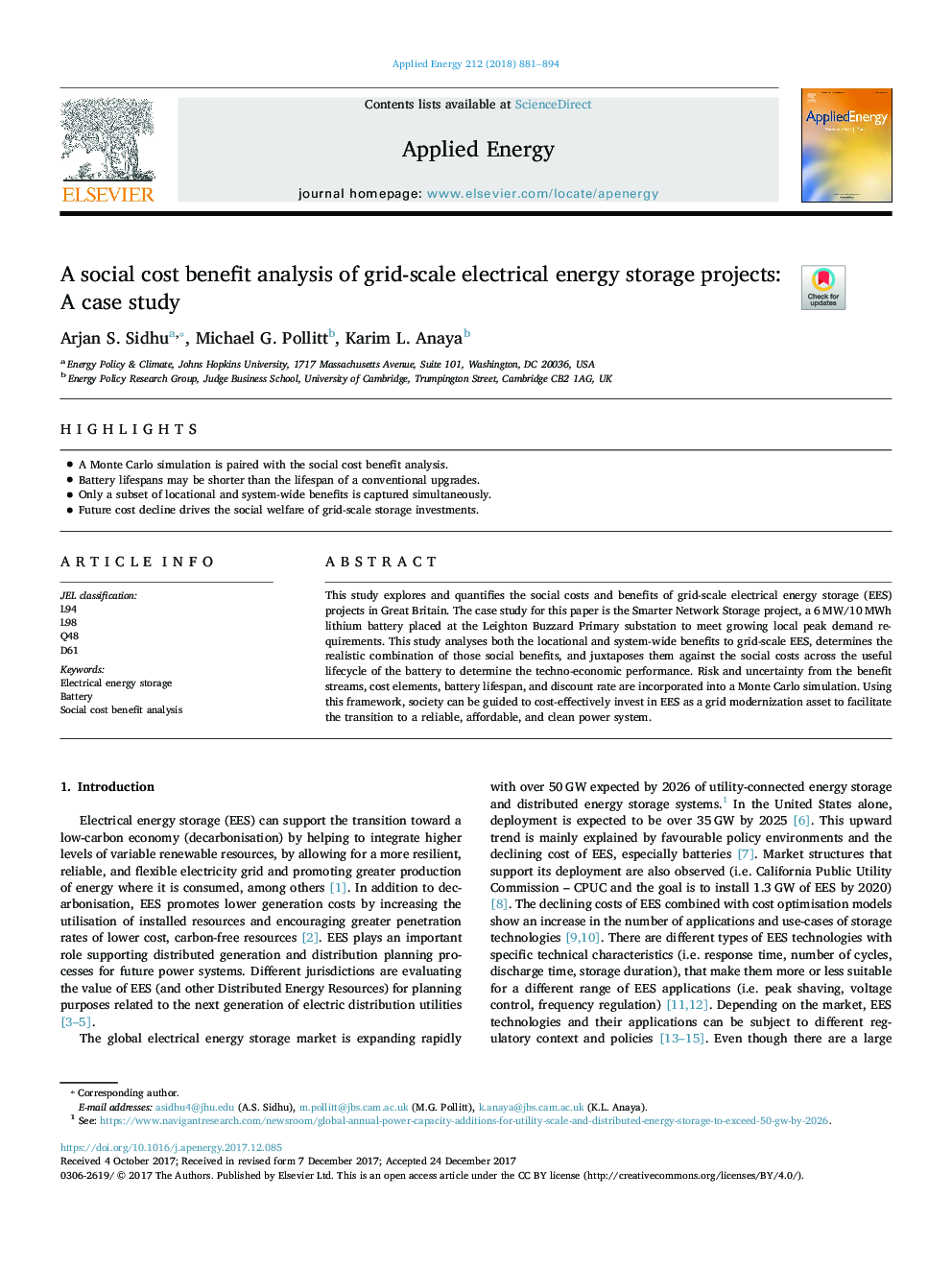 تجزیه و تحلیل سود هزینه اجتماعی پروژه های ذخیره انرژی الکتریکی مقیاس شبکه: مطالعه موردی 