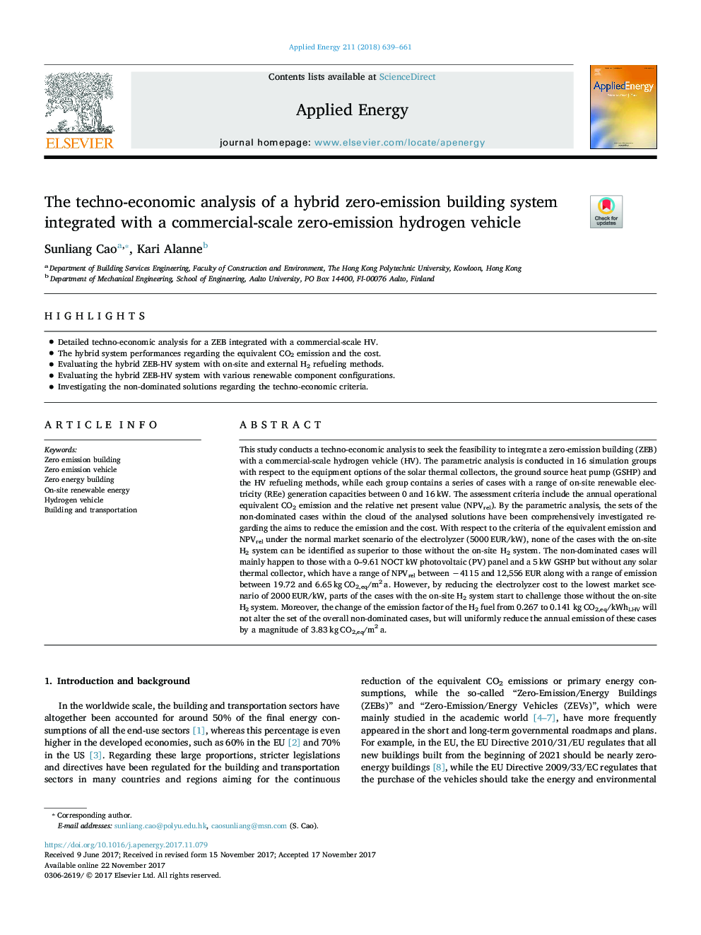 The techno-economic analysis of a hybrid zero-emission building system integrated with a commercial-scale zero-emission hydrogen vehicle