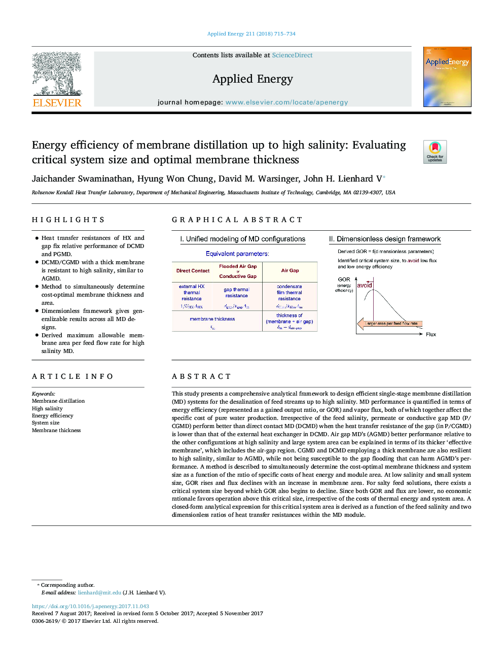 Energy efficiency of membrane distillation up to high salinity: Evaluating critical system size and optimal membrane thickness