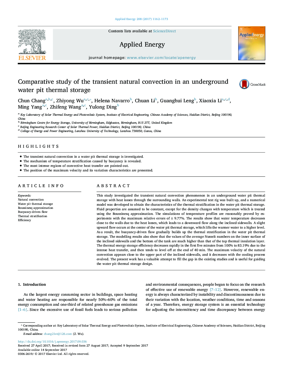 Comparative study of the transient natural convection in an underground water pit thermal storage