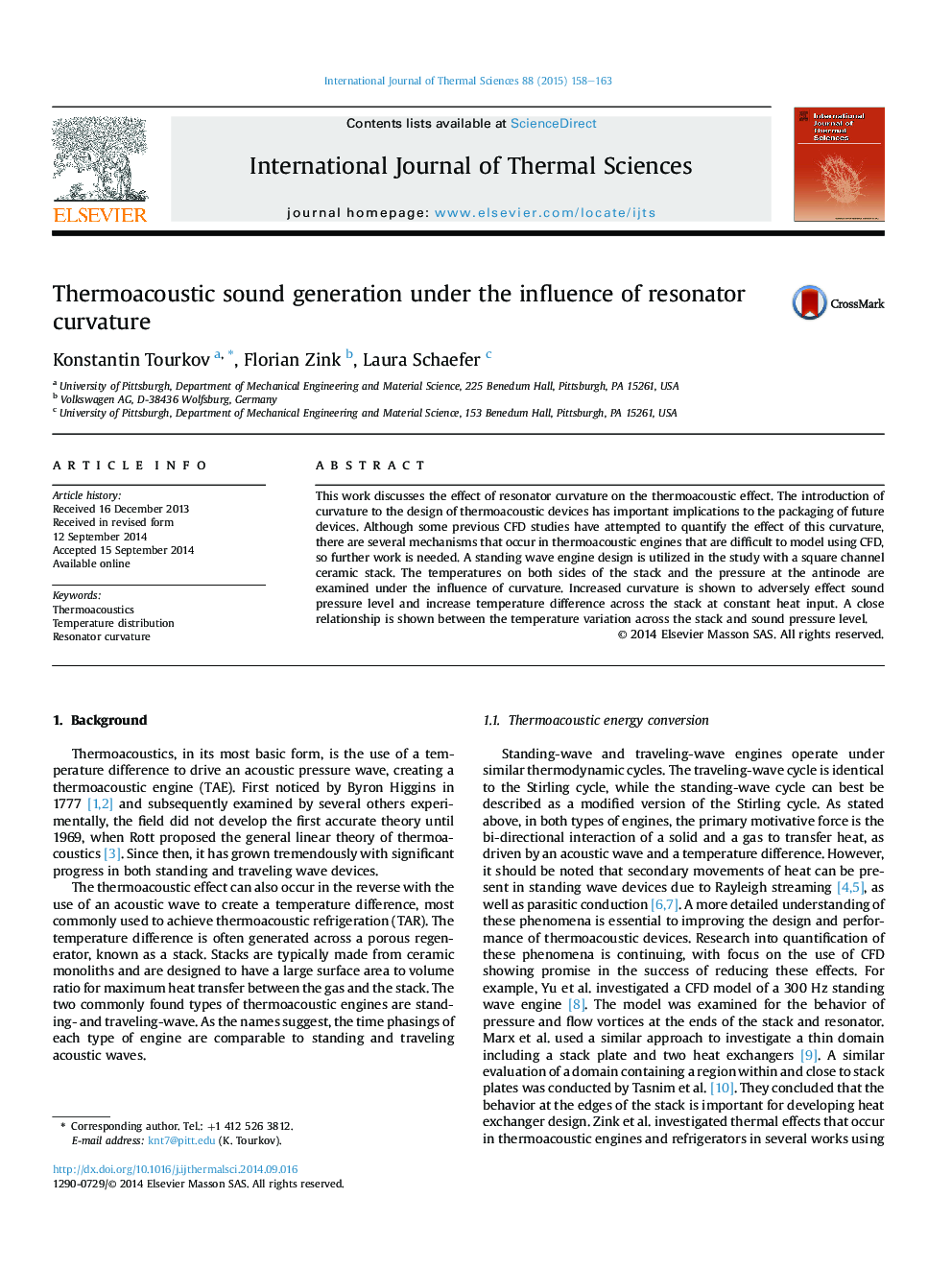 Thermoacoustic sound generation under the influence of resonator curvature