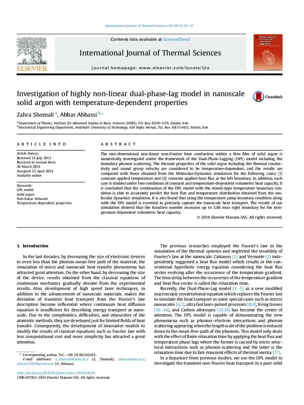 Investigation of highly non-linear dual-phase-lag model in nanoscale solid argon with temperature-dependent properties