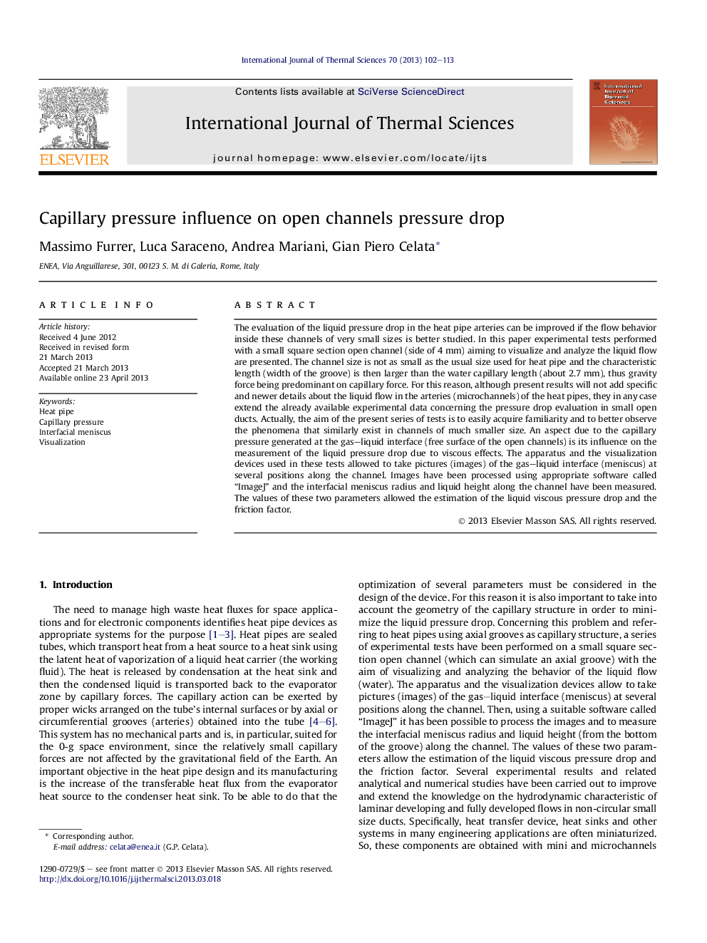 Capillary pressure influence on open channels pressure drop