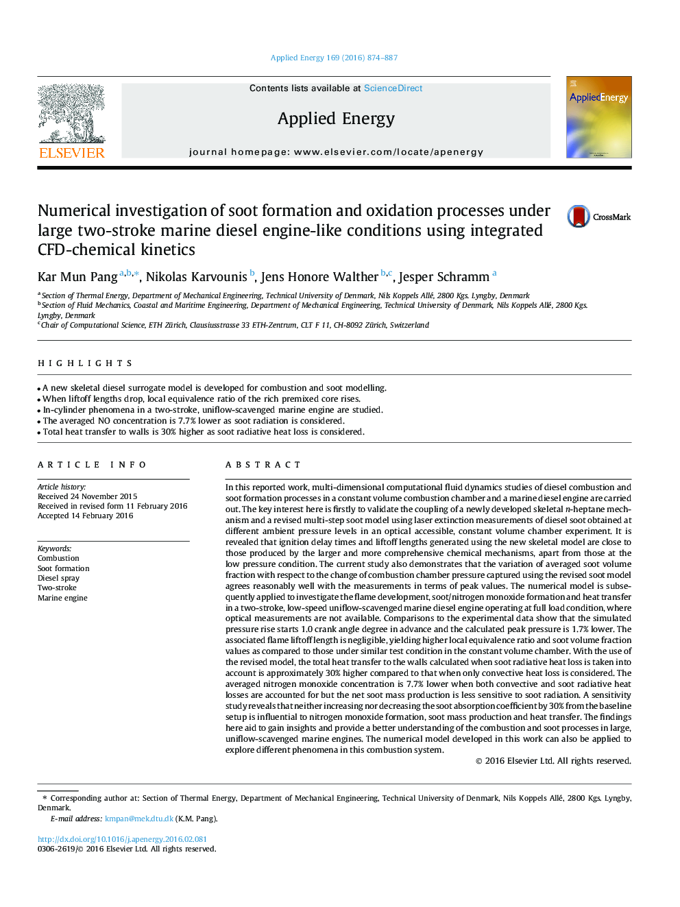 Numerical investigation of soot formation and oxidation processes under large two-stroke marine diesel engine-like conditions using integrated CFD-chemical kinetics