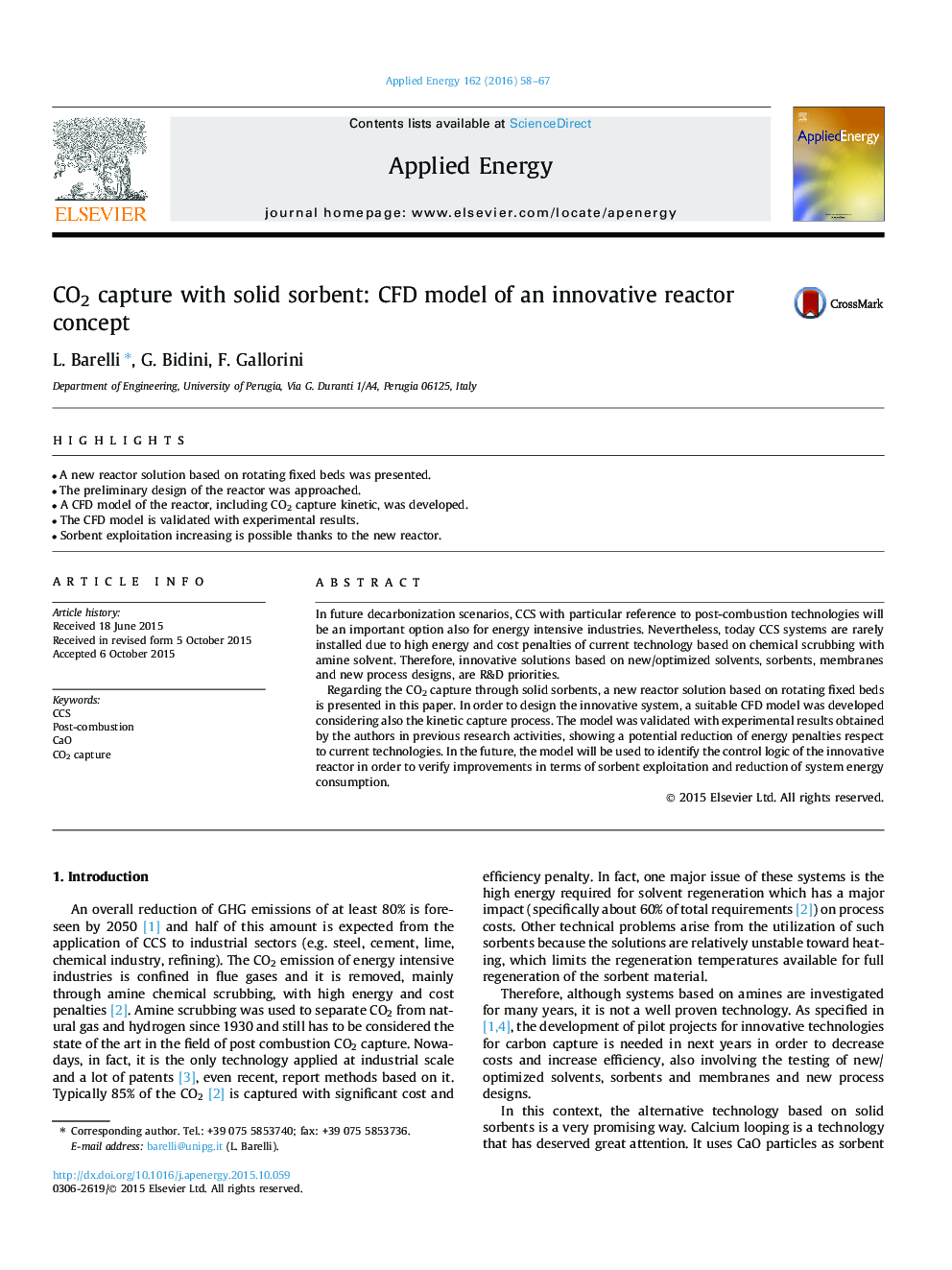 CO2 capture with solid sorbent: CFD model of an innovative reactor concept