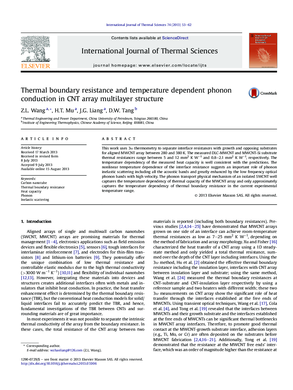 Thermal boundary resistance and temperature dependent phonon conduction in CNT array multilayer structure