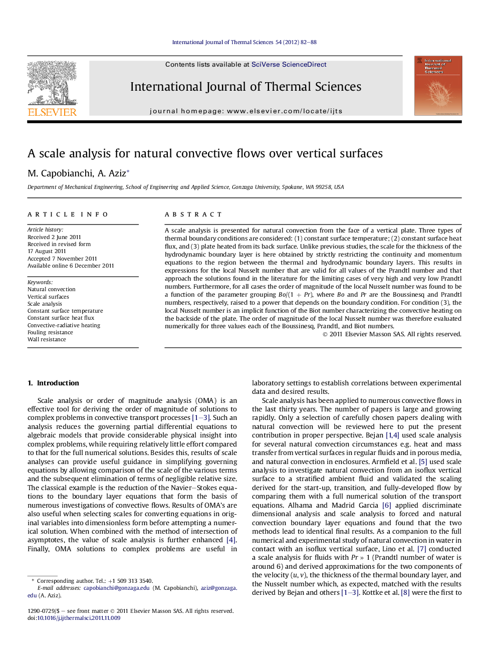 A scale analysis for natural convective flows over vertical surfaces