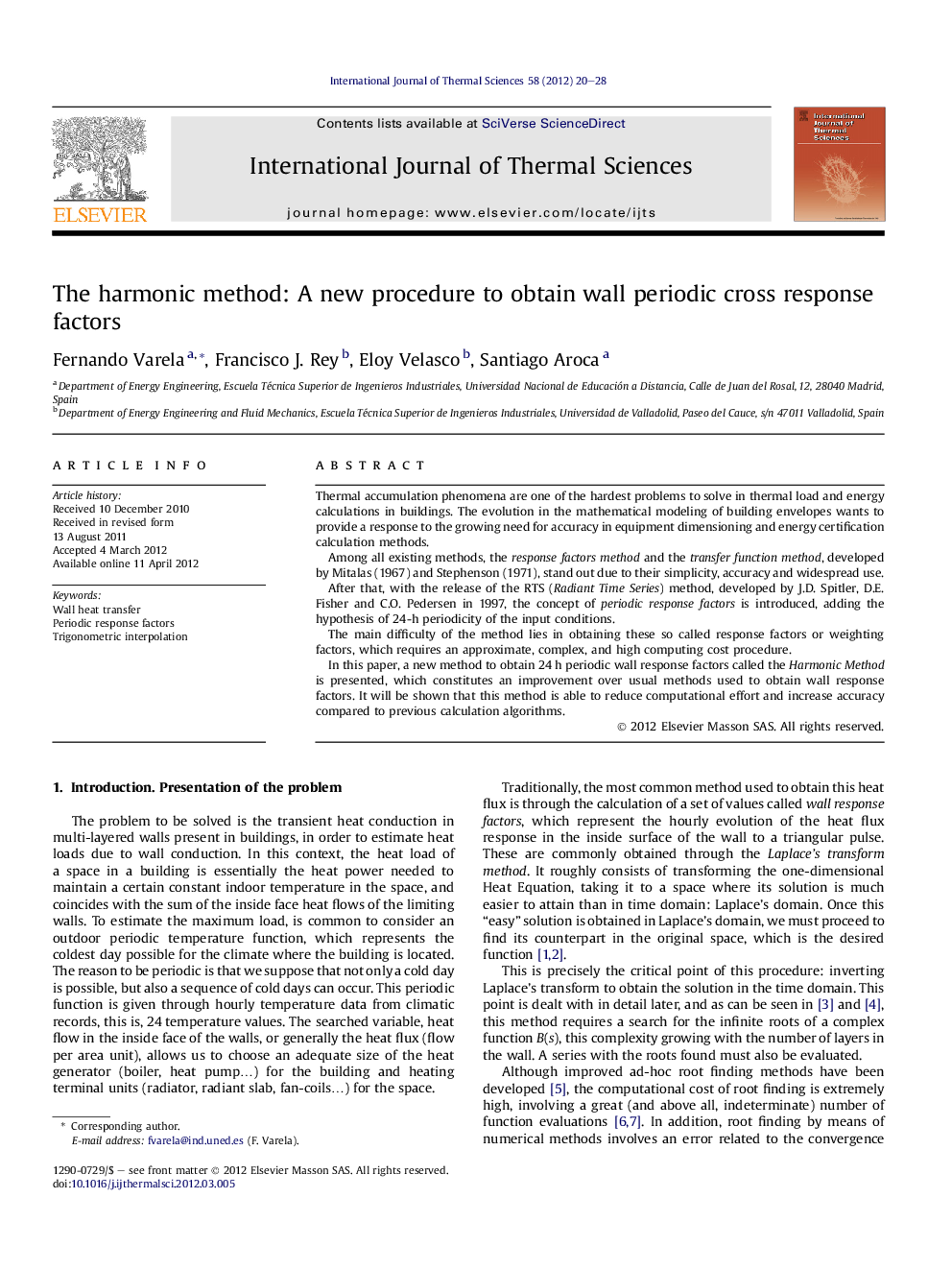 The harmonic method: A new procedure to obtain wall periodic cross response factors