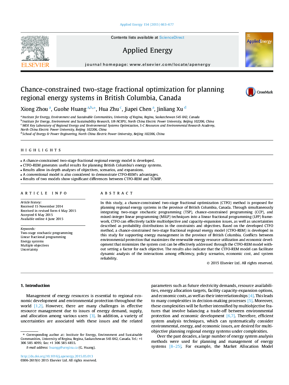 Chance-constrained two-stage fractional optimization for planning regional energy systems in British Columbia, Canada