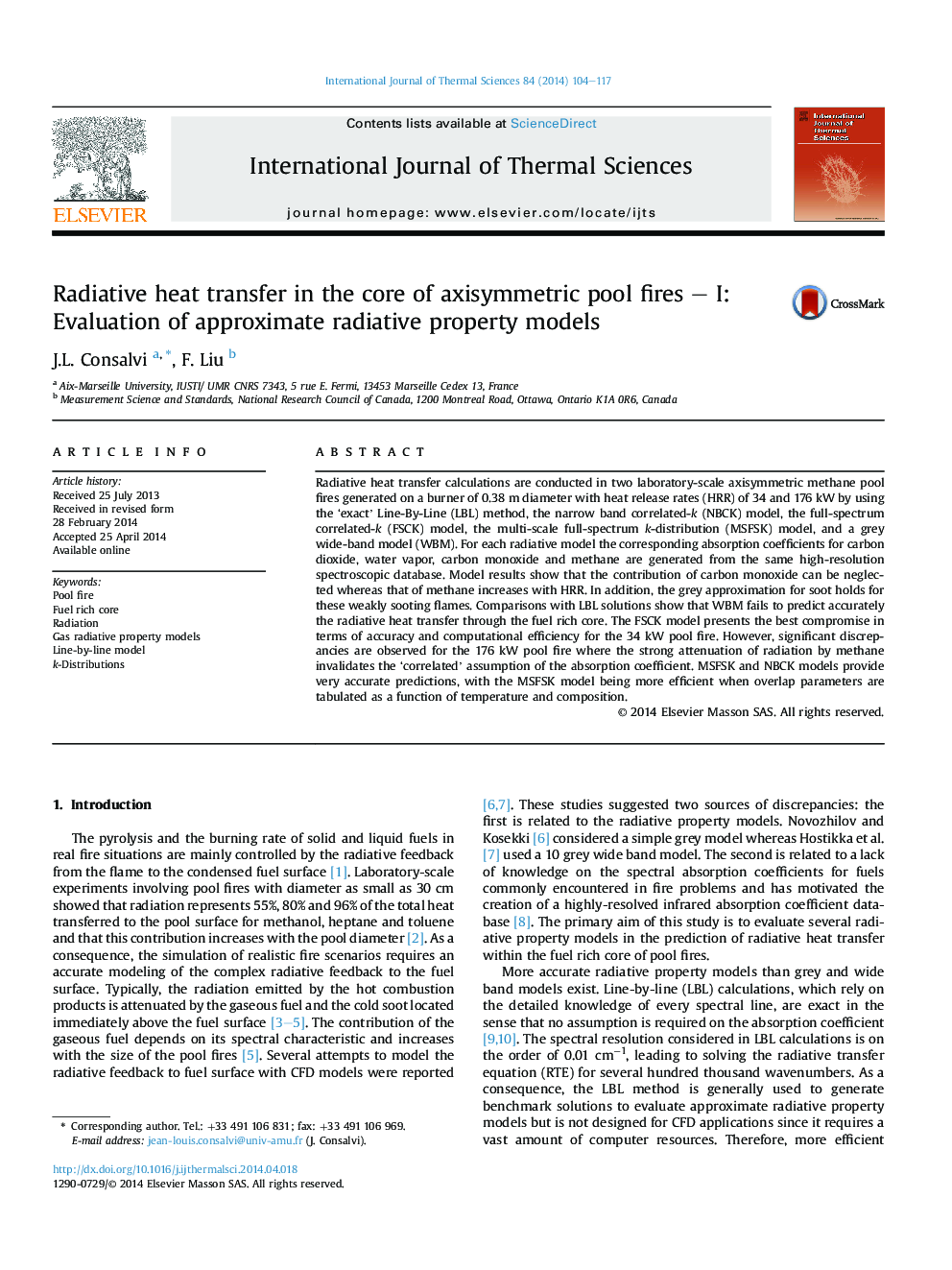 Radiative heat transfer in the core of axisymmetric pool fires - I: Evaluation of approximate radiative property models