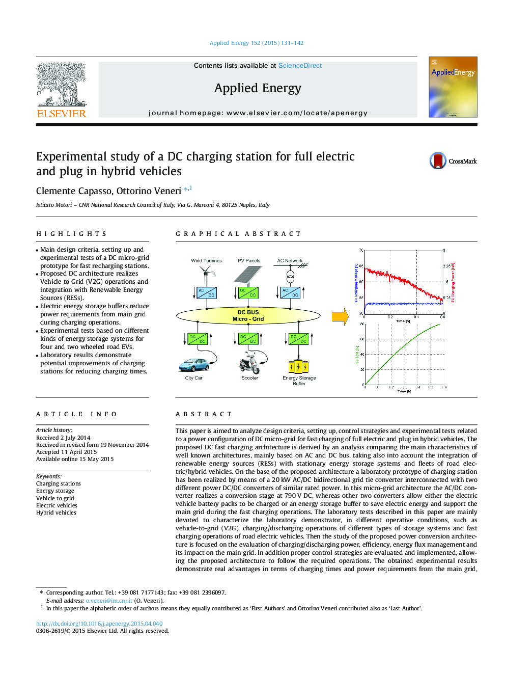 Experimental study of a DC charging station for full electric and plug in hybrid vehicles