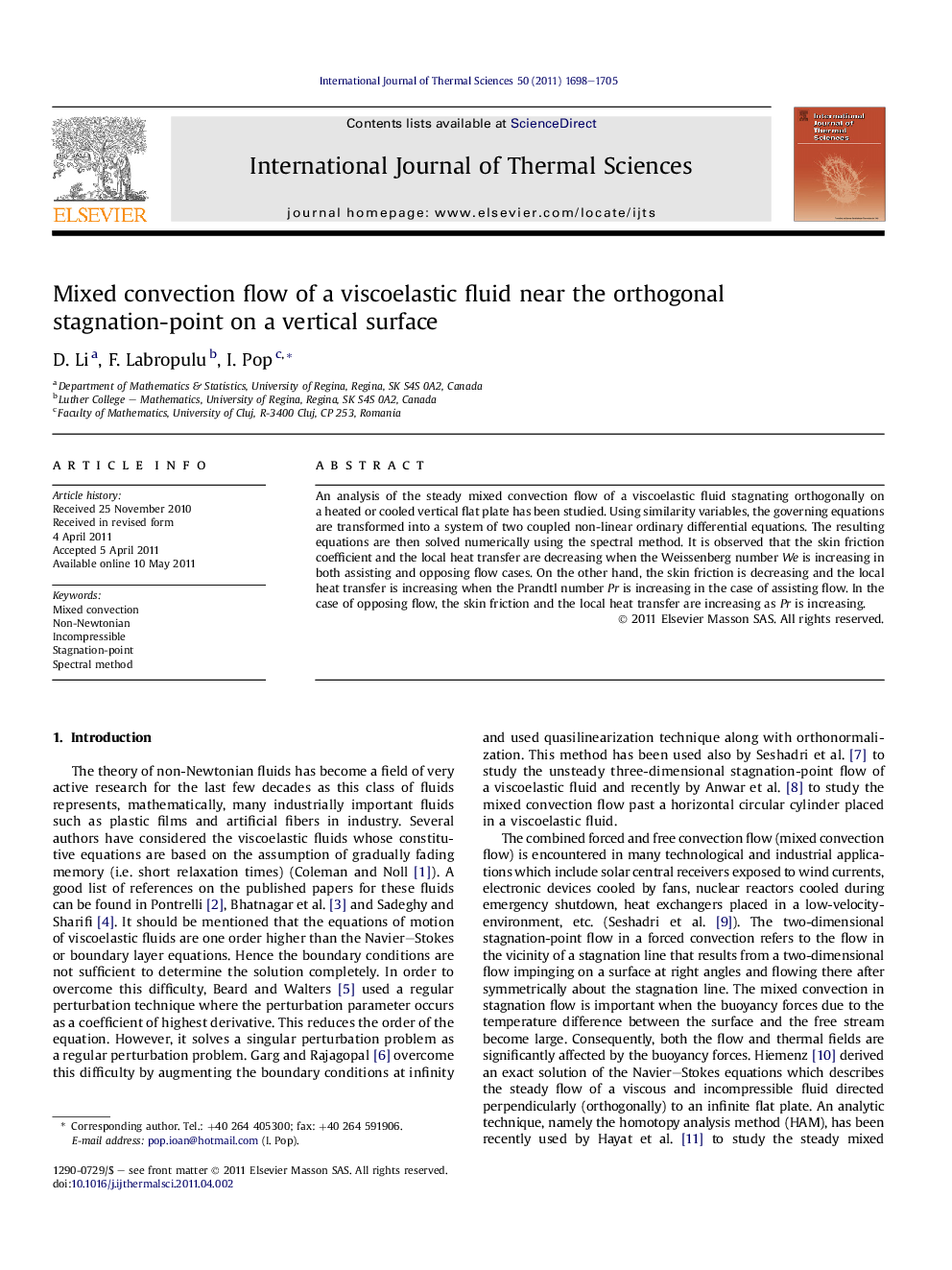 Mixed convection flow of a viscoelastic fluid near the orthogonal stagnation-point on a vertical surface