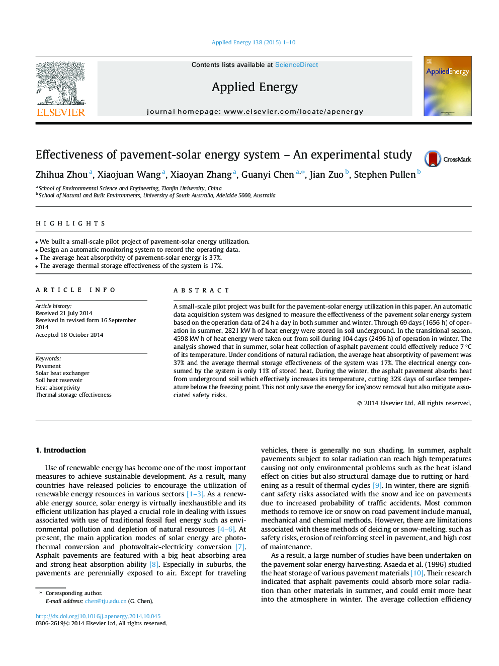 Effectiveness of pavement-solar energy system - An experimental study