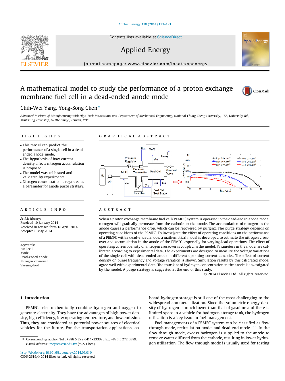 A mathematical model to study the performance of a proton exchange membrane fuel cell in a dead-ended anode mode