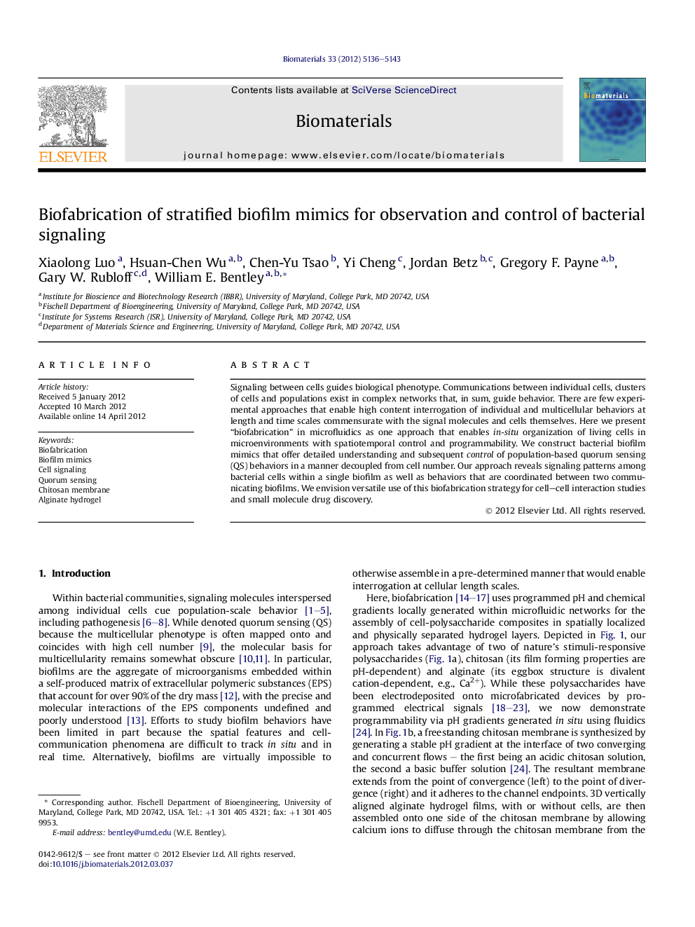 Biofabrication of stratified biofilm mimics for observation and control of bacterial signaling