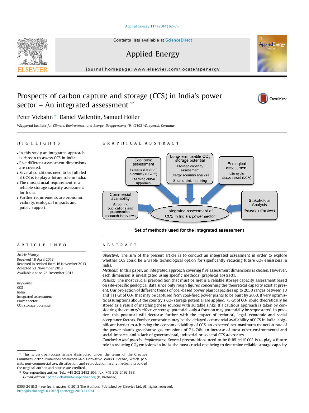 Prospects of carbon capture and storage (CCS) in India's power sector - An integrated assessment