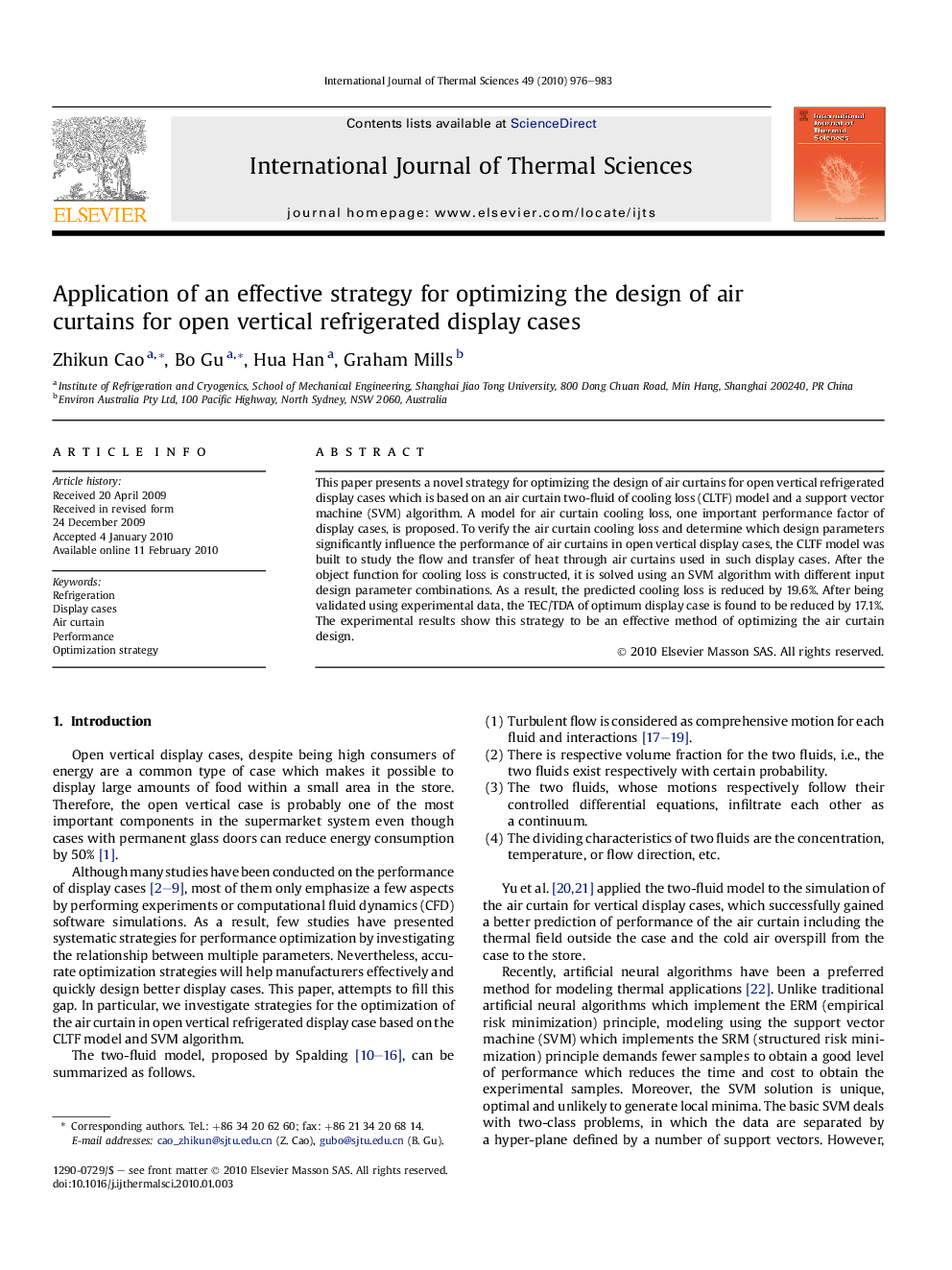 Application of an effective strategy for optimizing the design of air curtains for open vertical refrigerated display cases