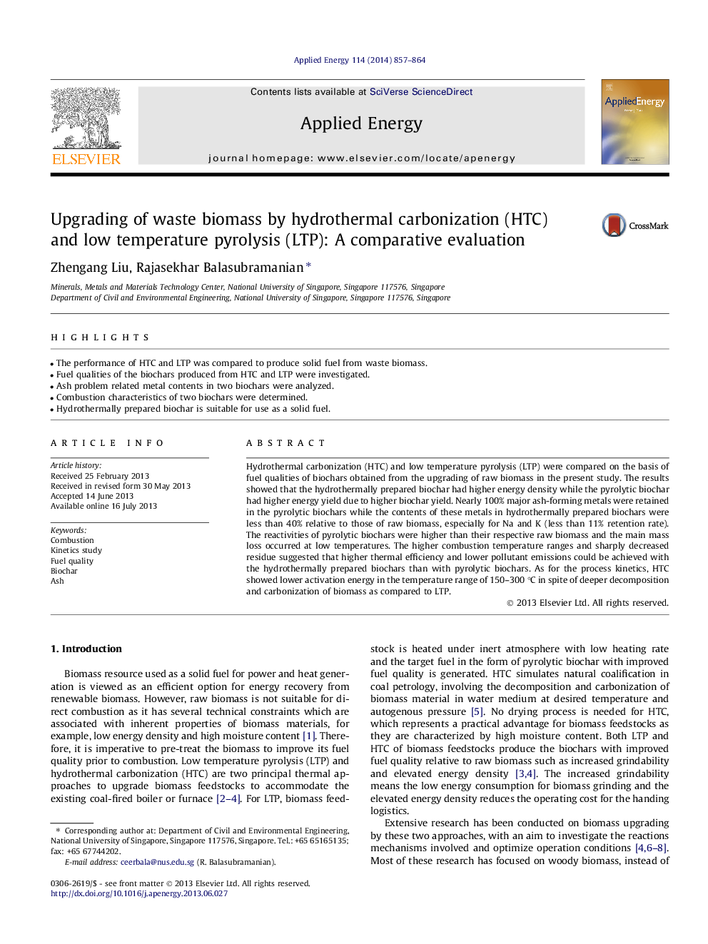 Upgrading of waste biomass by hydrothermal carbonization (HTC) and low temperature pyrolysis (LTP): A comparative evaluation