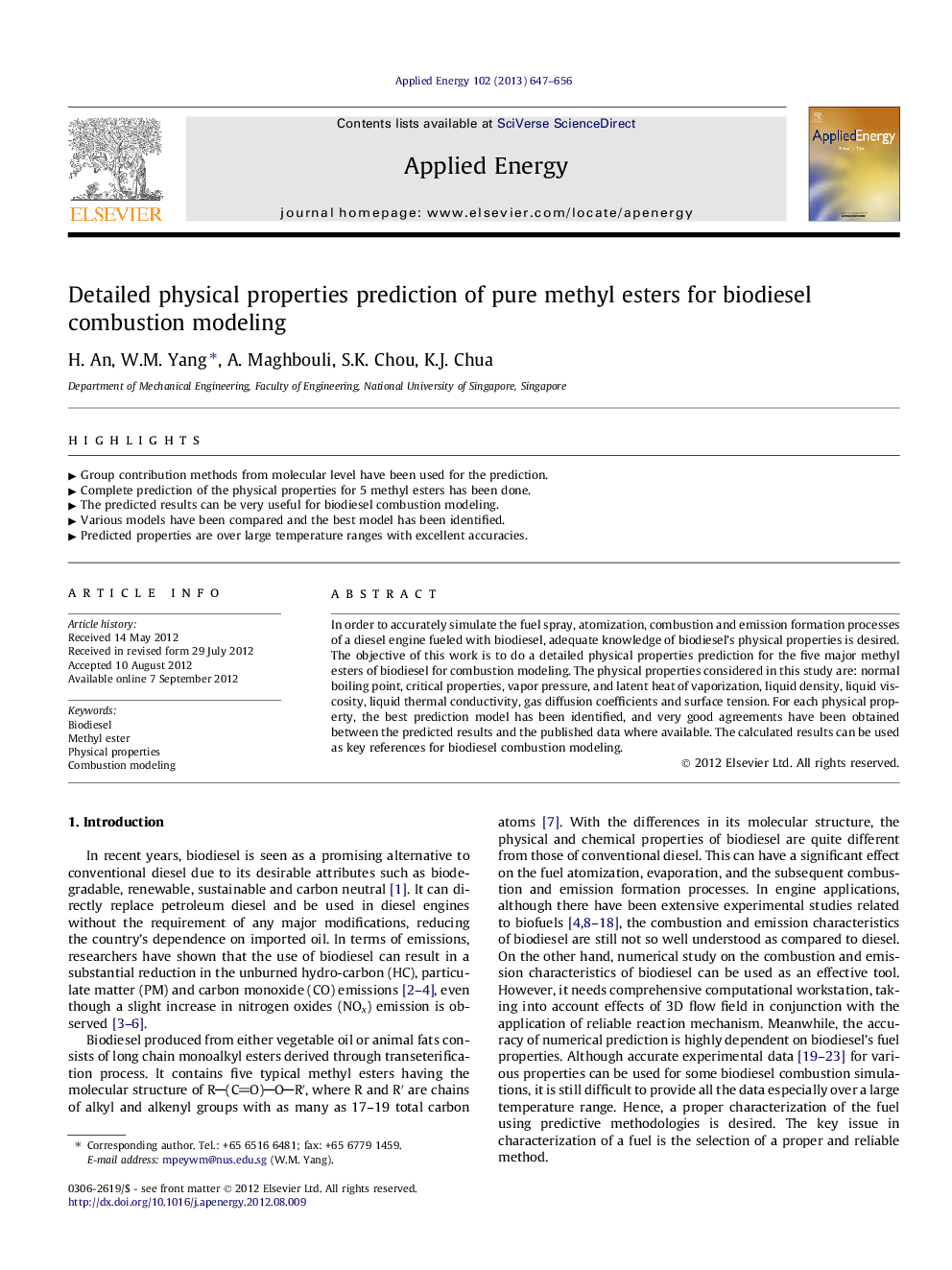 Detailed physical properties prediction of pure methyl esters for biodiesel combustion modeling