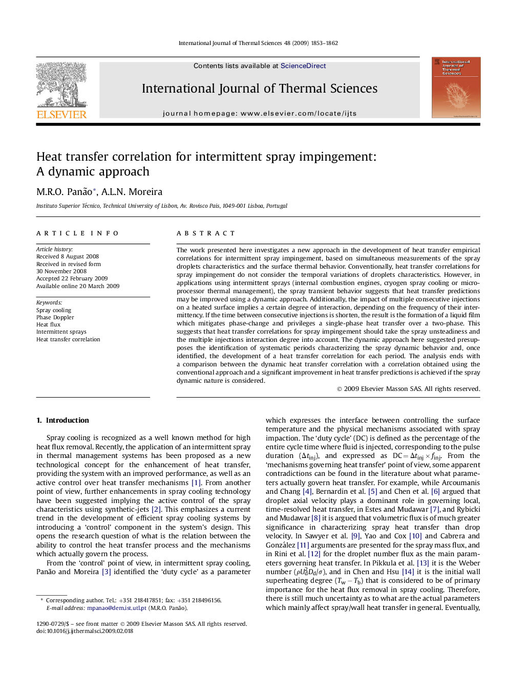 Heat transfer correlation for intermittent spray impingement: A dynamic approach